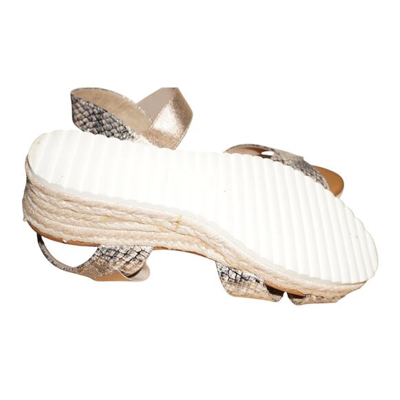 Anne Klein Flex Snake Print Espadrille Wedge Sandals Beige Gold Size 9.5M - Picture 8 of 11